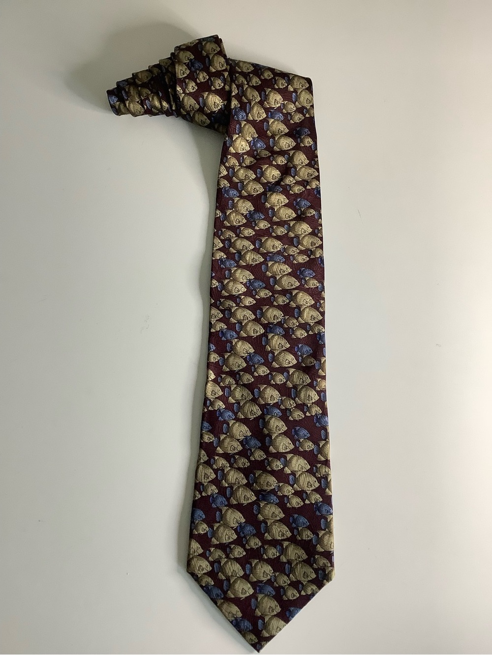Silk Tie - Blue and Gold Motif